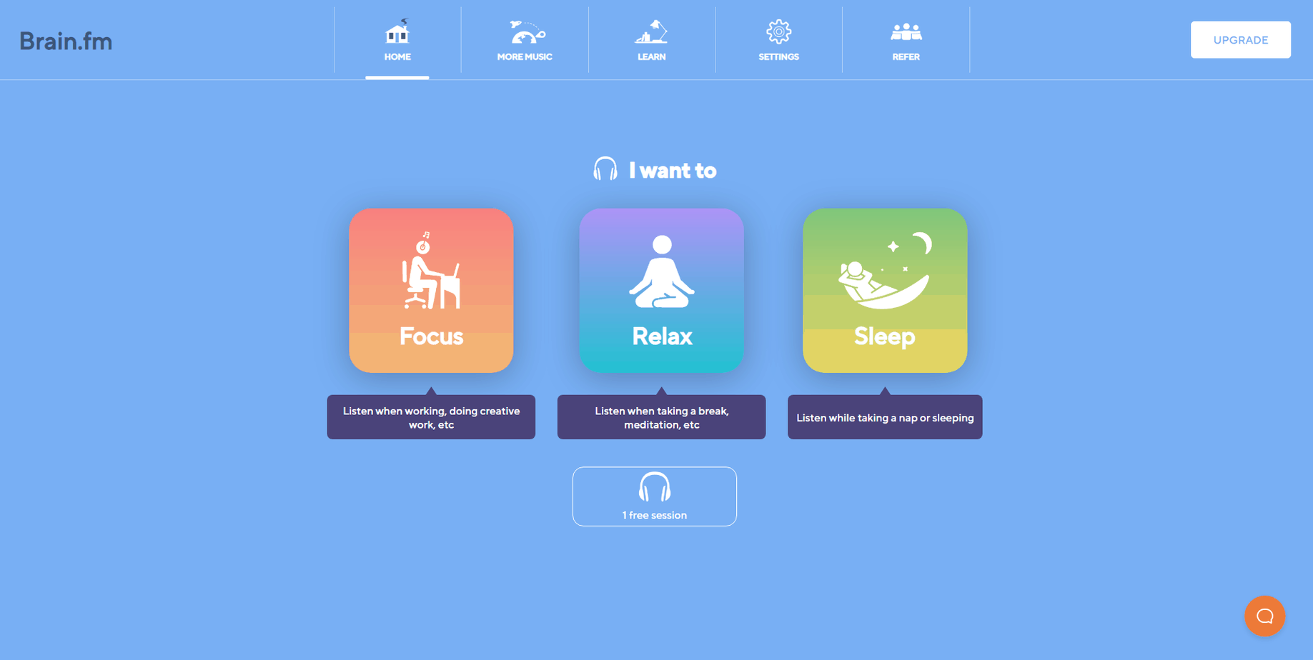brain fm focus relax sleep categories